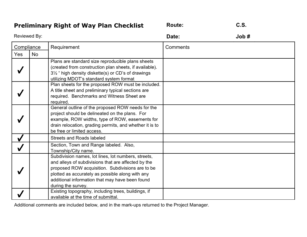 Preliminary ROW Plan Checklist Page 2