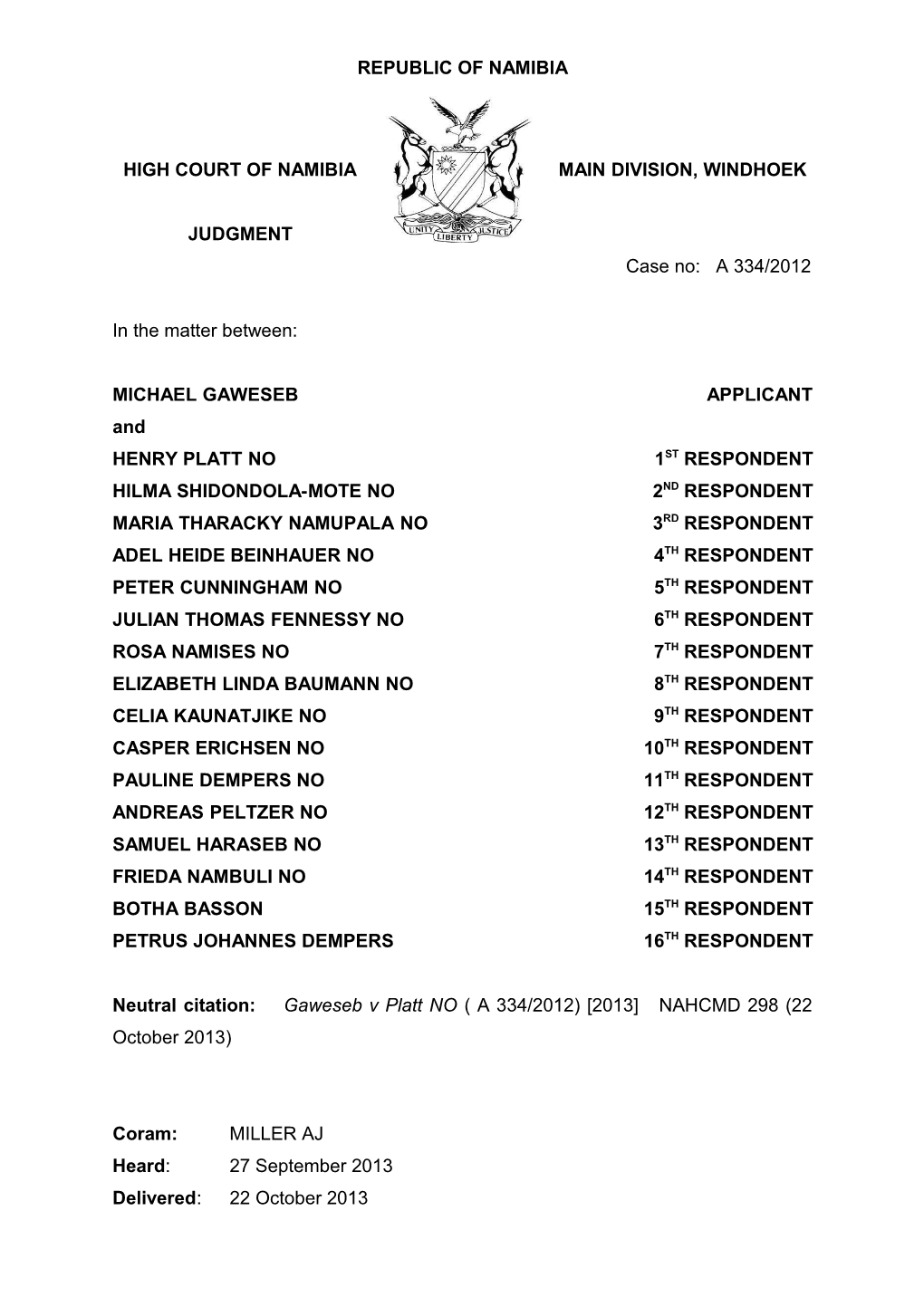 High Court of Namibia Main Division, Windhoek s1