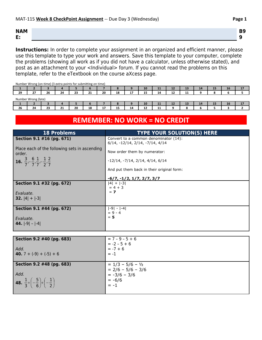 MAT-115 Week 8 Checkpoint Assignment Due Day 3 (Wednesday)Page 1