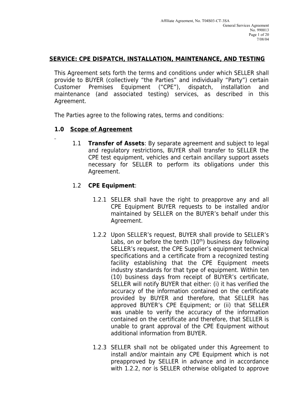 Appendix Ordering, Provisioning and Maintenance