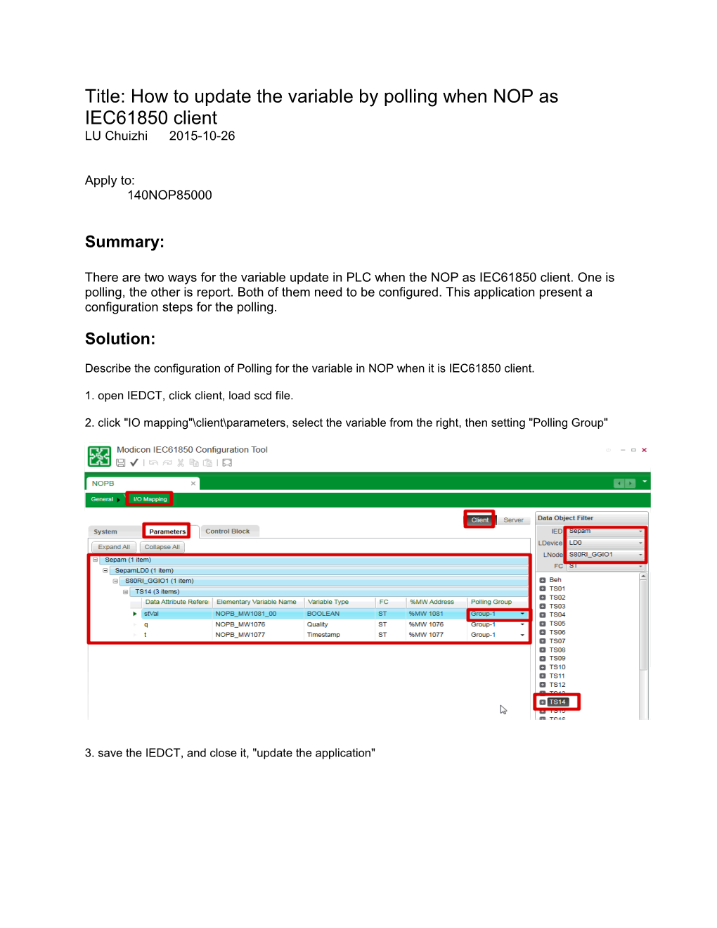 Title: How to Update the Variable by Polling When NOP As IEC61850 Client