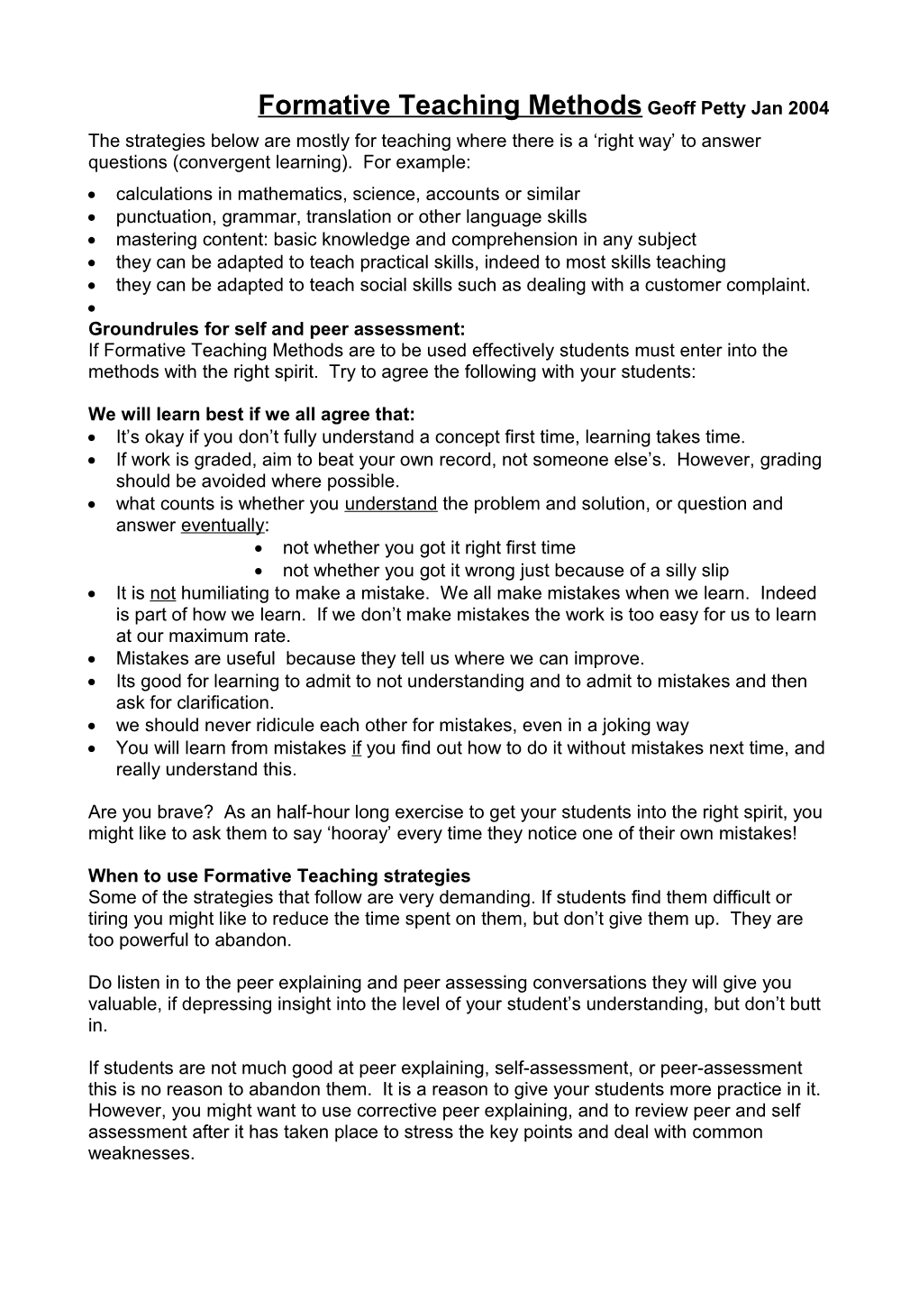 Formative Teaching of Convergent Skills (For Mathematics Science Or Accounts Calculations