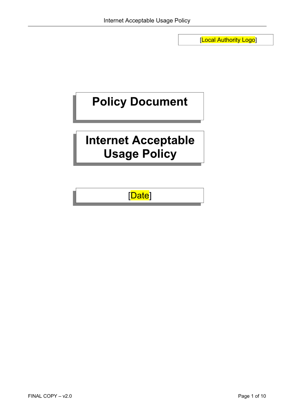 Internet Acceptable Usage Policy Template