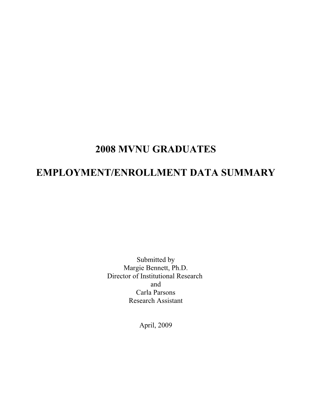 Employment/Enrollment Data Summary
