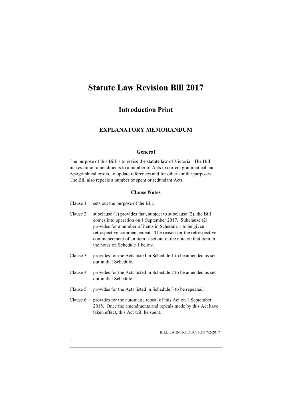 Statute Law Revision Bill 2017