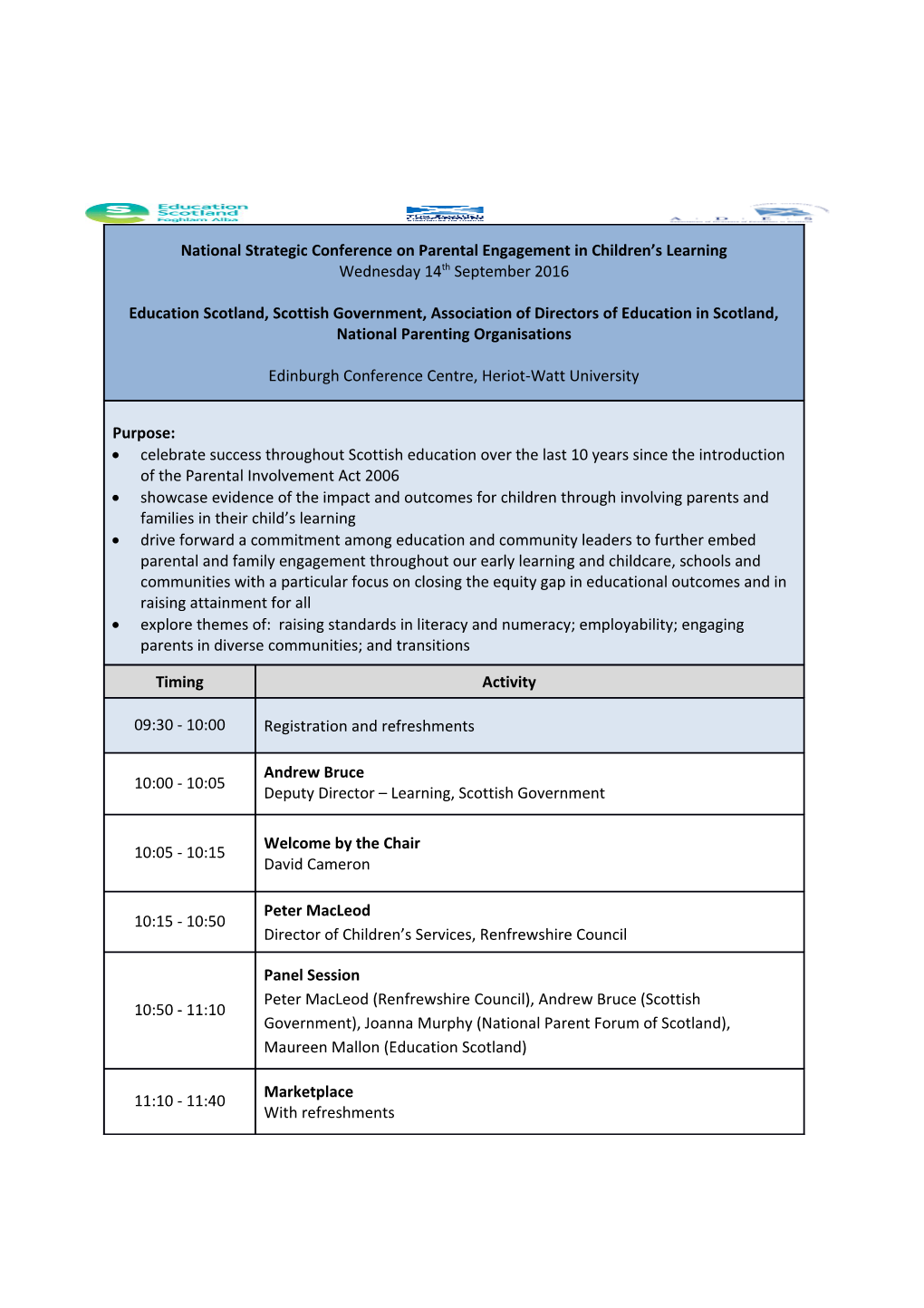 Programme - National Strategic Conference on Parental Engagement in Children S Learning