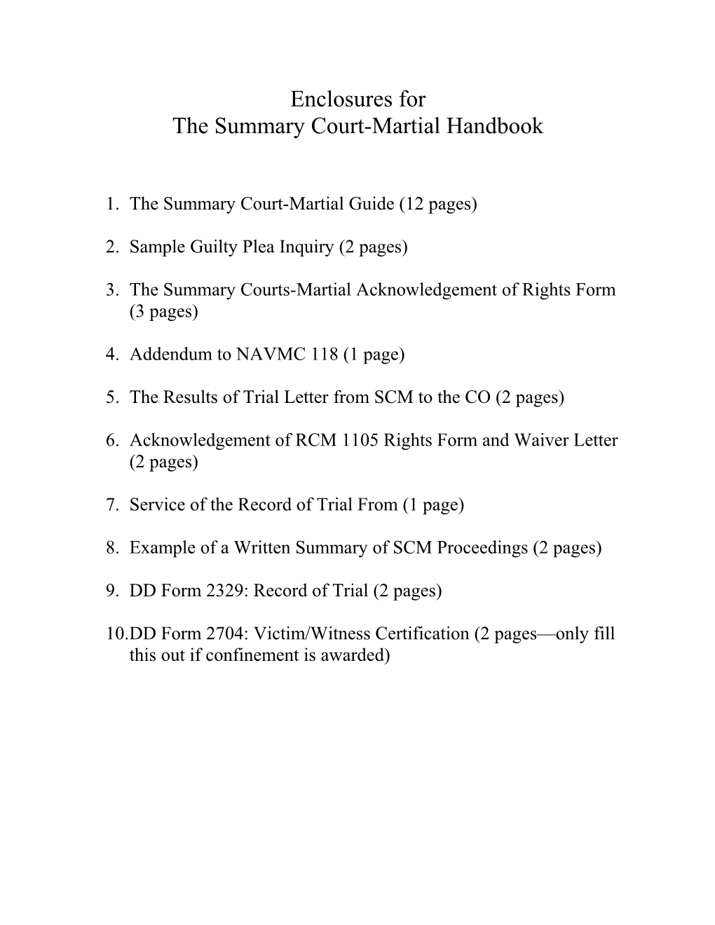 2 Summary Court-Martial Forms