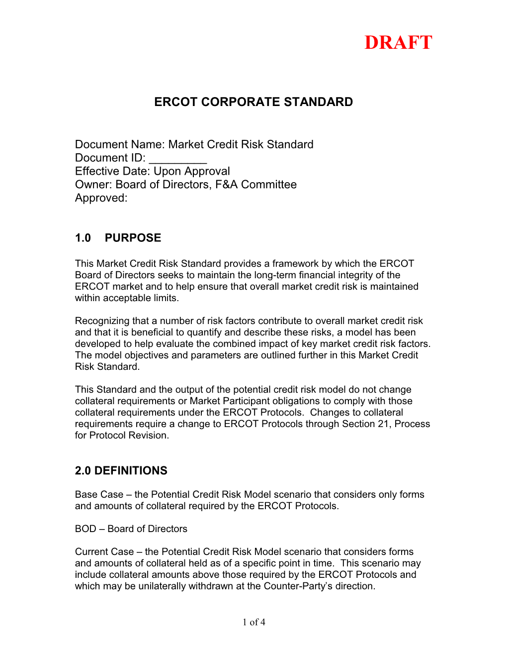 Ercot Corporate Standard