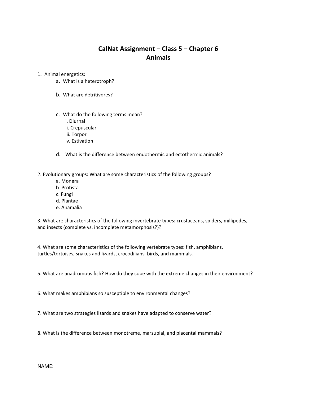 Calnat Assignment Class 5 Chapter 6