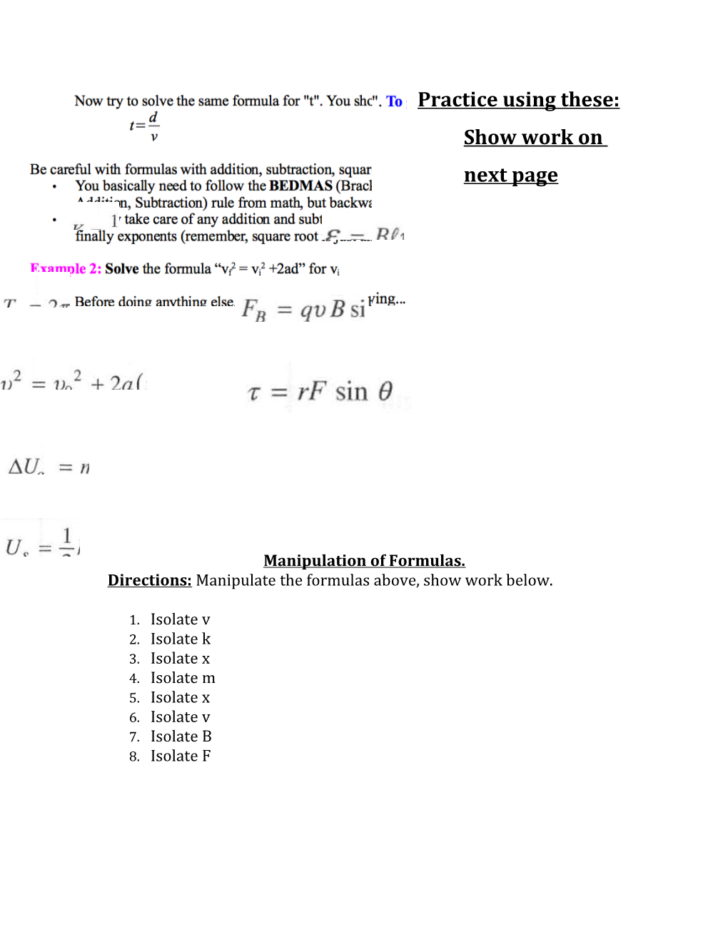 Practice Problems on Unit Conversion Using Dimensional Analysis