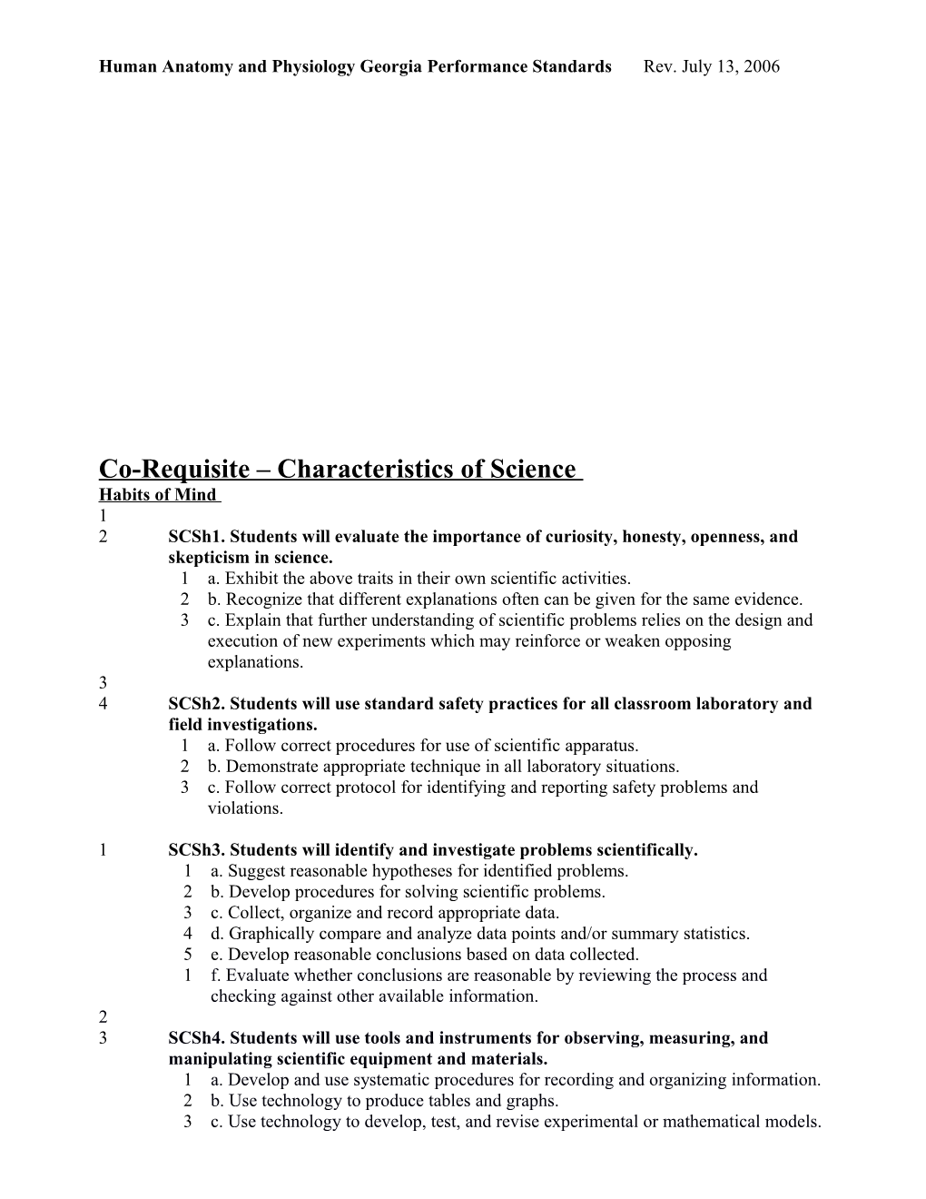 Chemistry Georgia Performance Standards s1