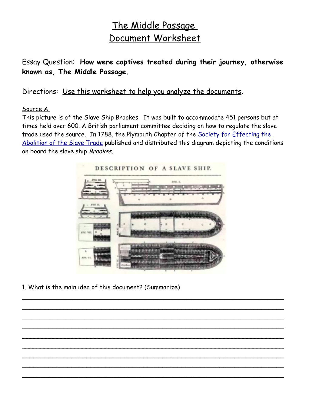 Directions: Use This Worksheet to Help You Analyze the Documents