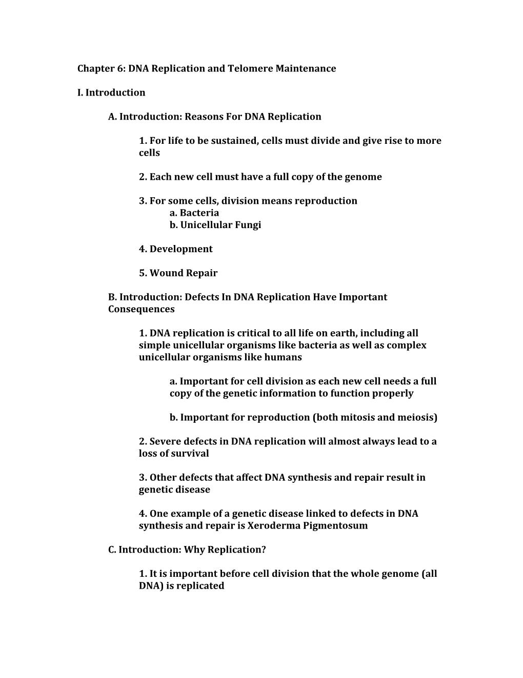 Chapter 6: DNA Replication and Telomere Maintenance