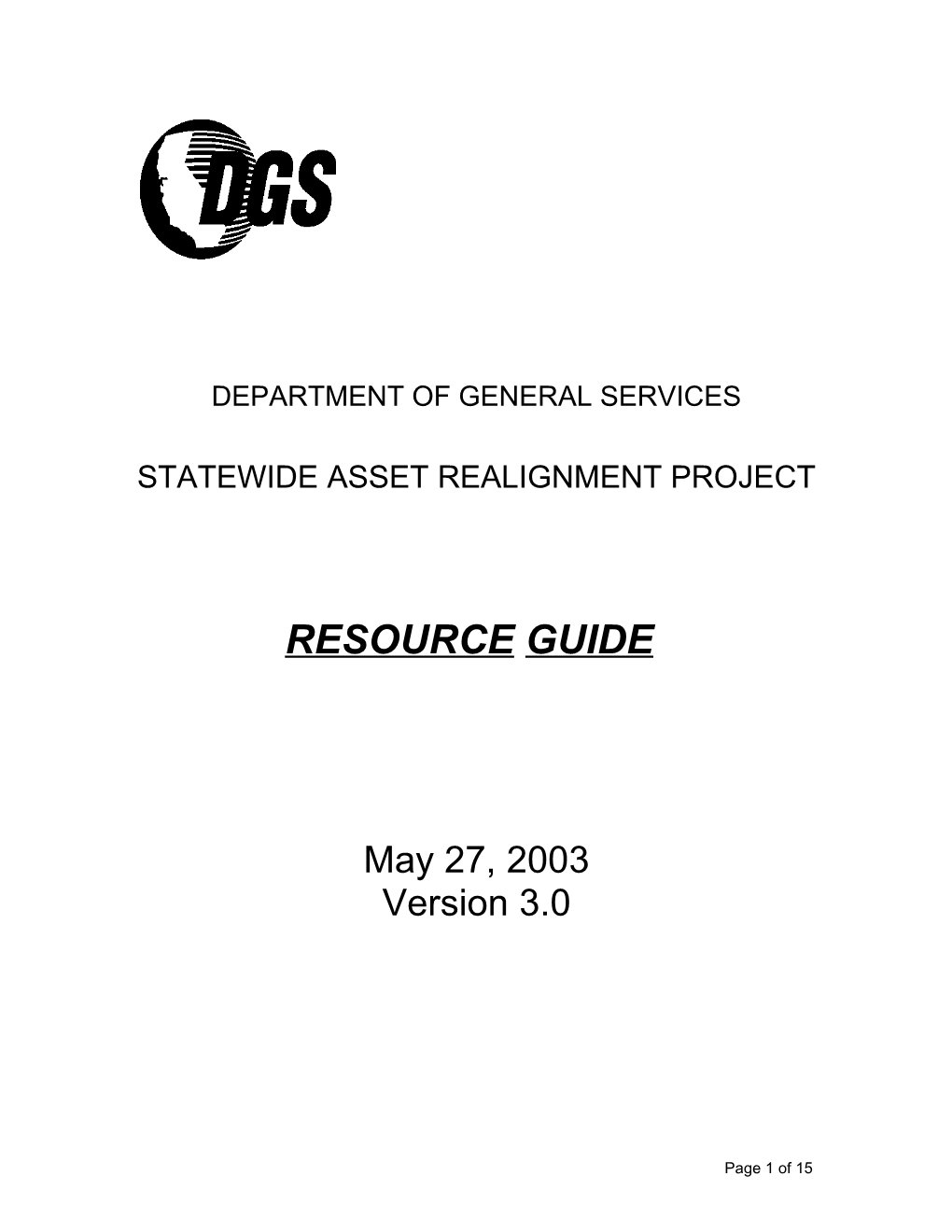 RESOURCE GUIDE for Asset Realignment