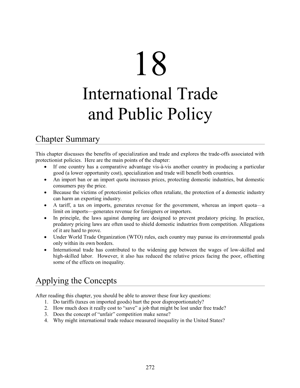 International Trade and Public Policy 285