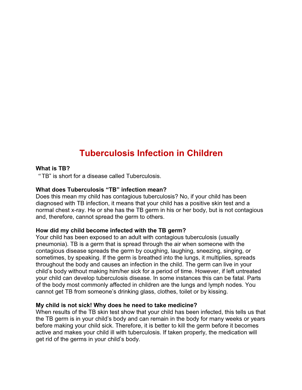 What Does Tuberculosis TB Infection Mean?