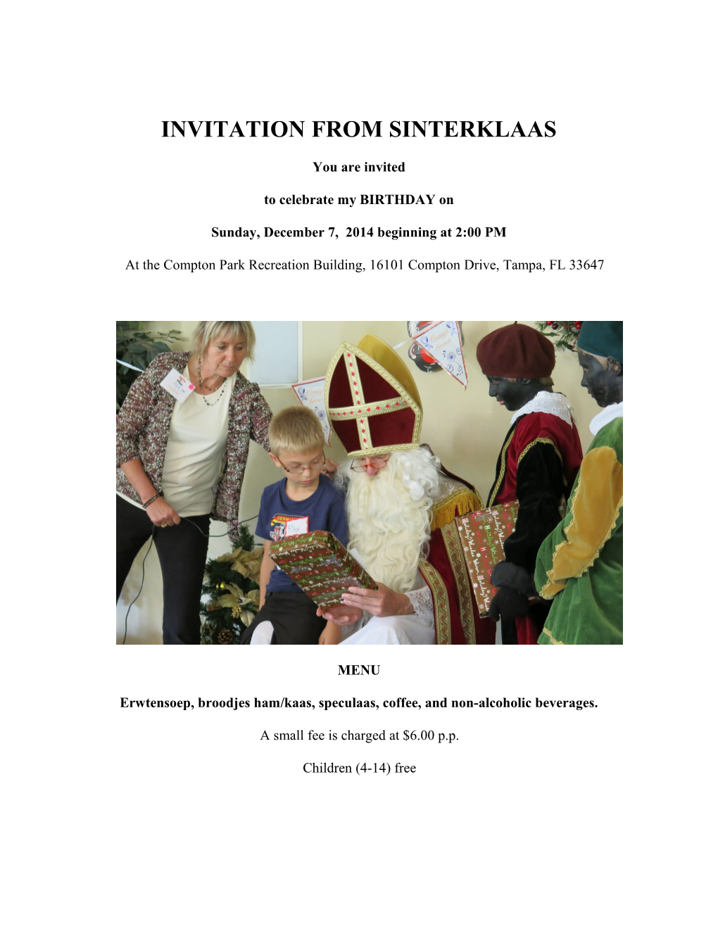 Invitation from Sinterklaas