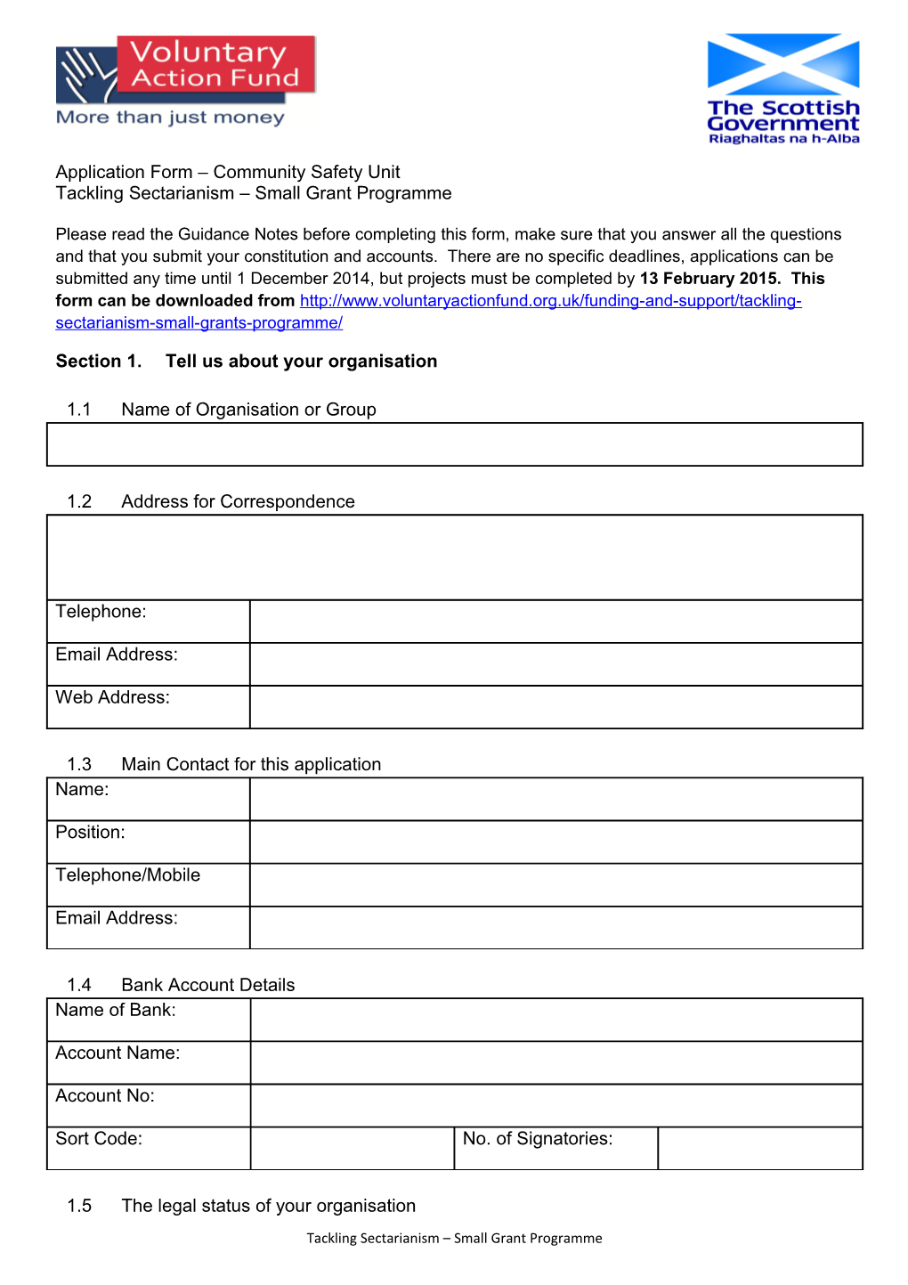 Application Form Community Safety Unit