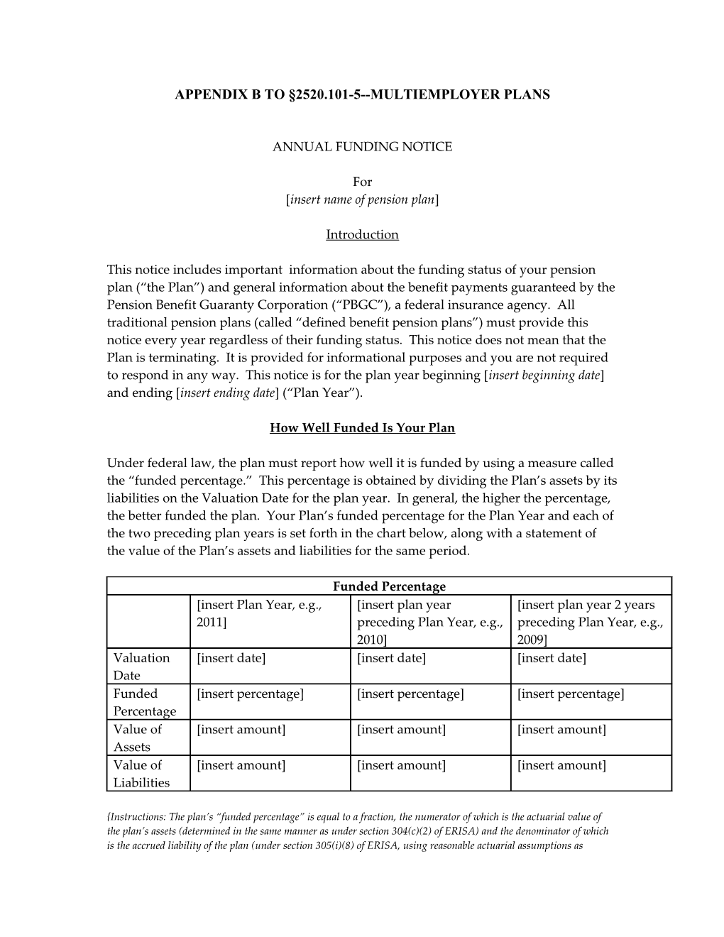 Appendix B to 2520.101-5 Multiemployer Plans