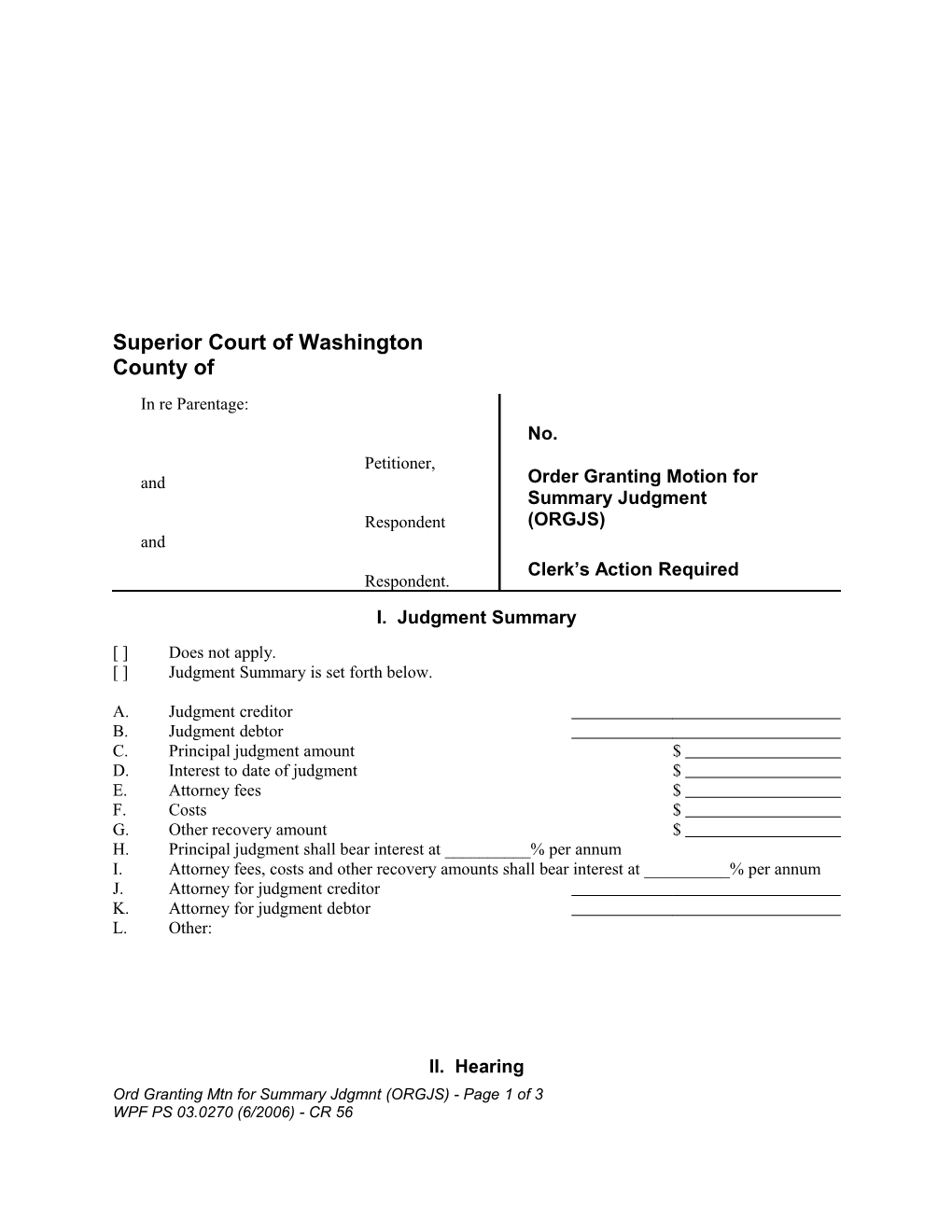 Order Granting Motion for Summary Judgment