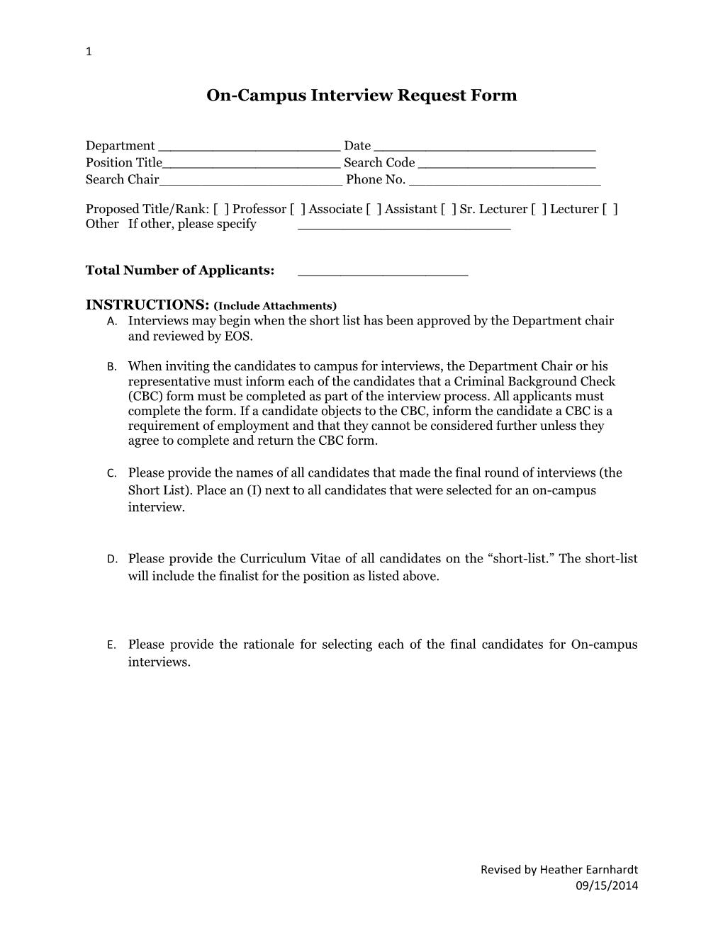 On-Campus Interview Request Form