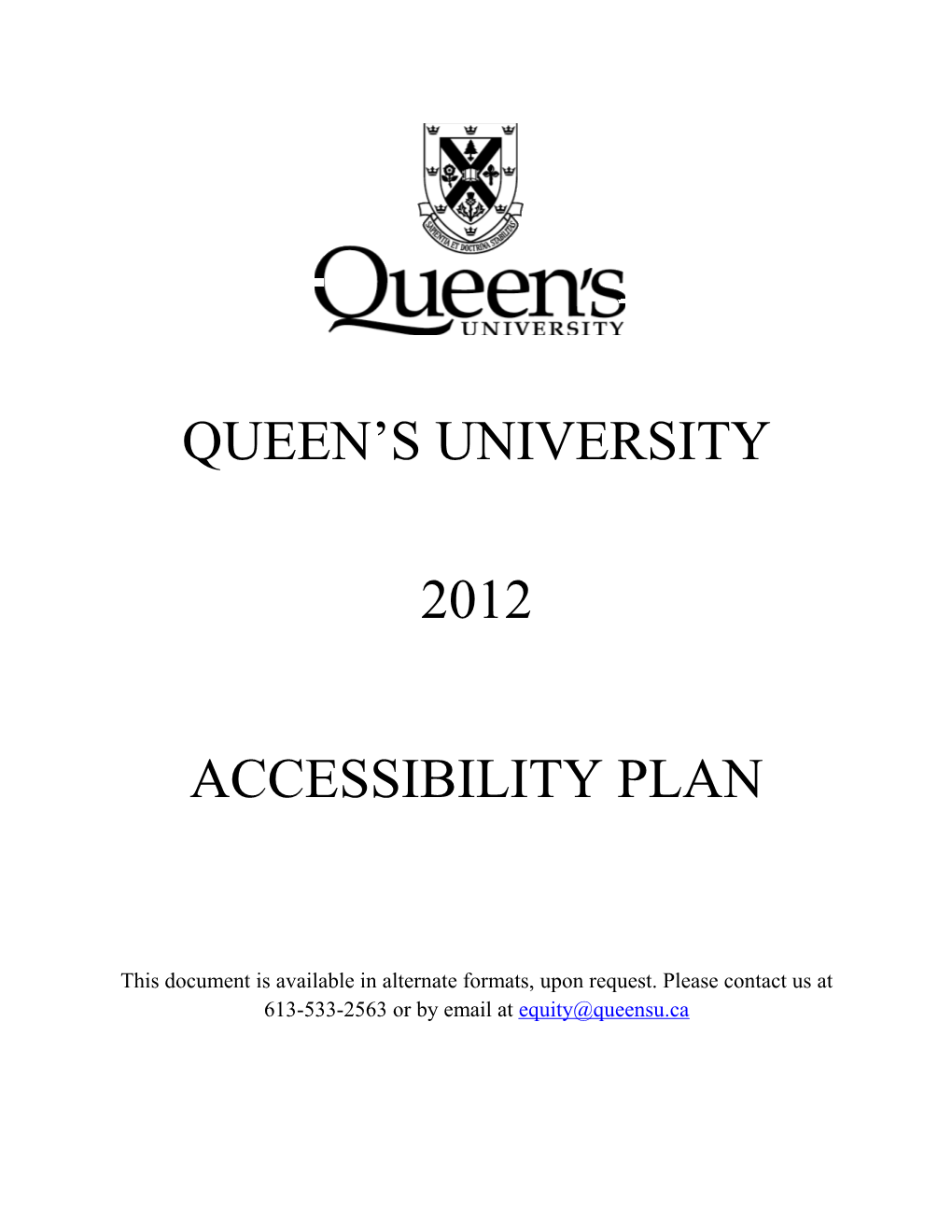 Queens University 2012 Accessibility Plan
