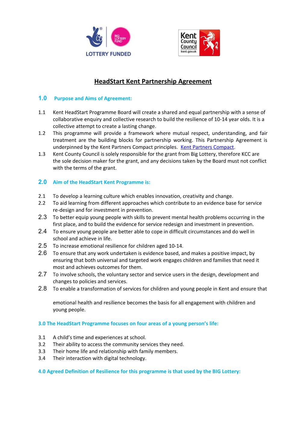 Headstart Kent Partnership Agreement
