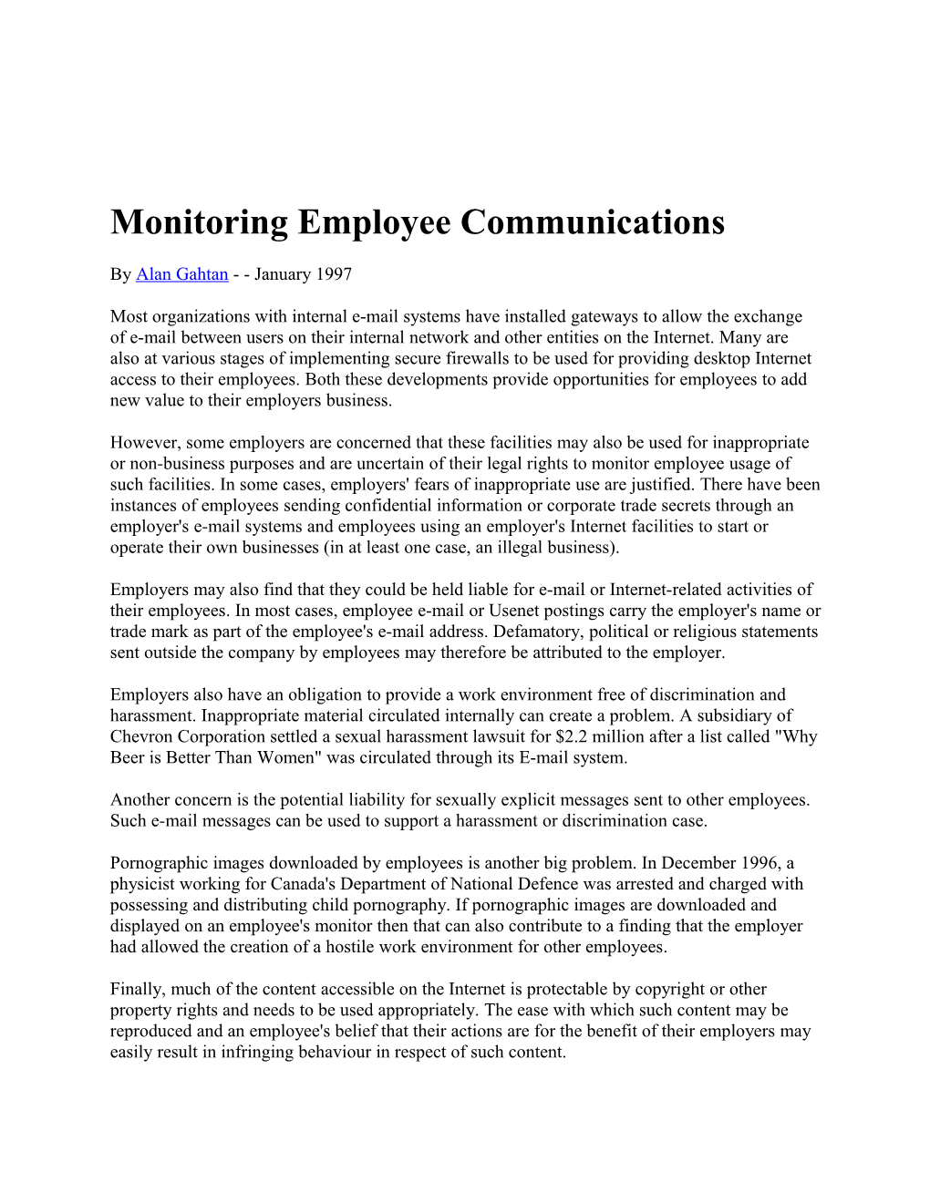 Monitoring Employee Communications