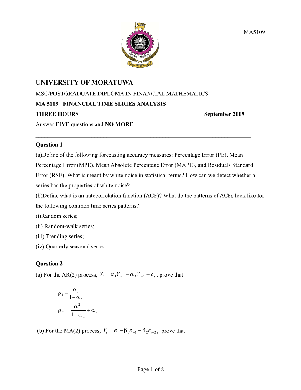Msc/Postgraduate Diploma in Financial Mathematics