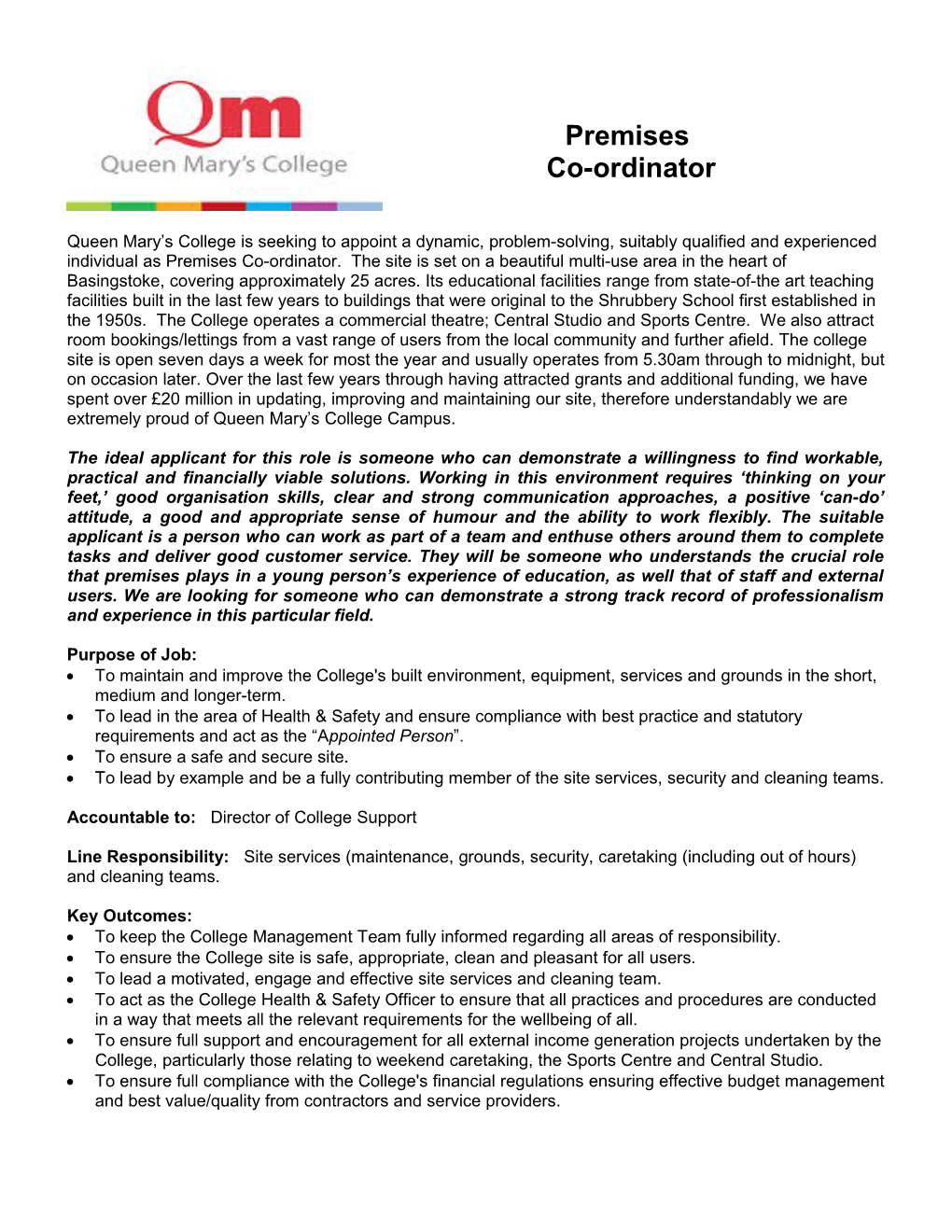 Job Description - Site Services Coordinator