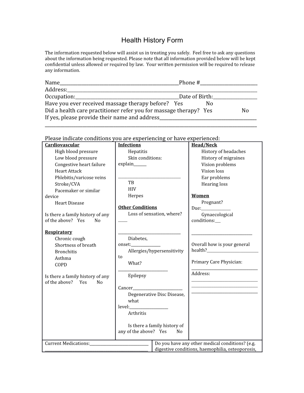 Health History Form s3