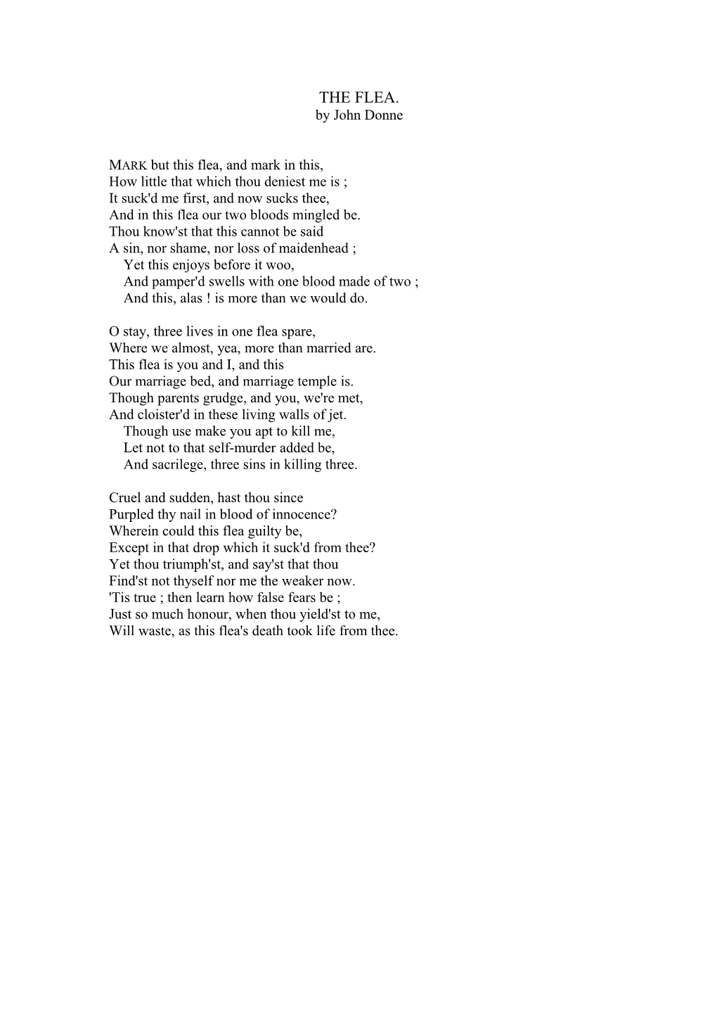 THE FLEA. by John Donne