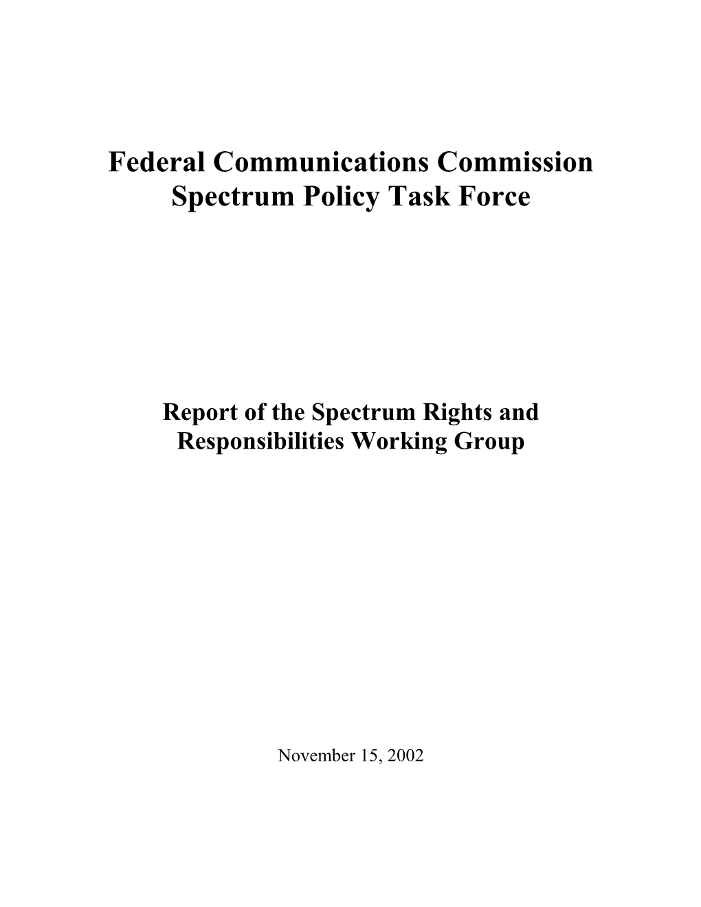 Spectrum Policy Task Force