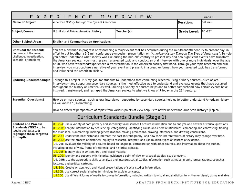 PROJECT OVERVIEW Page 1 s8