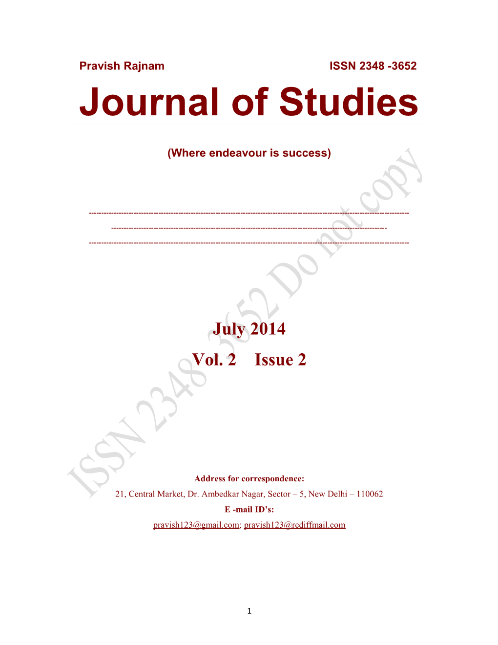 Journal of Studies