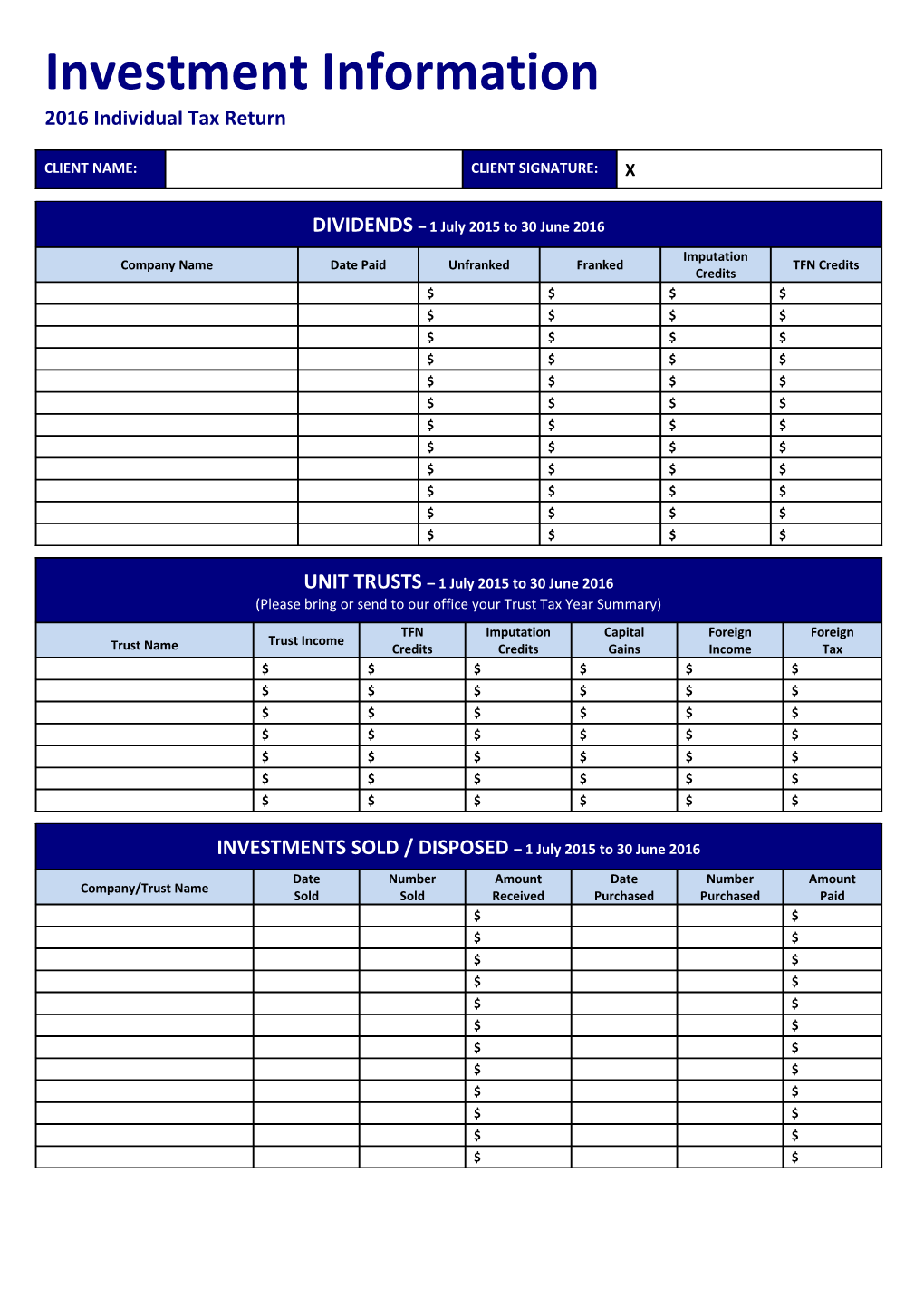 Investment Information