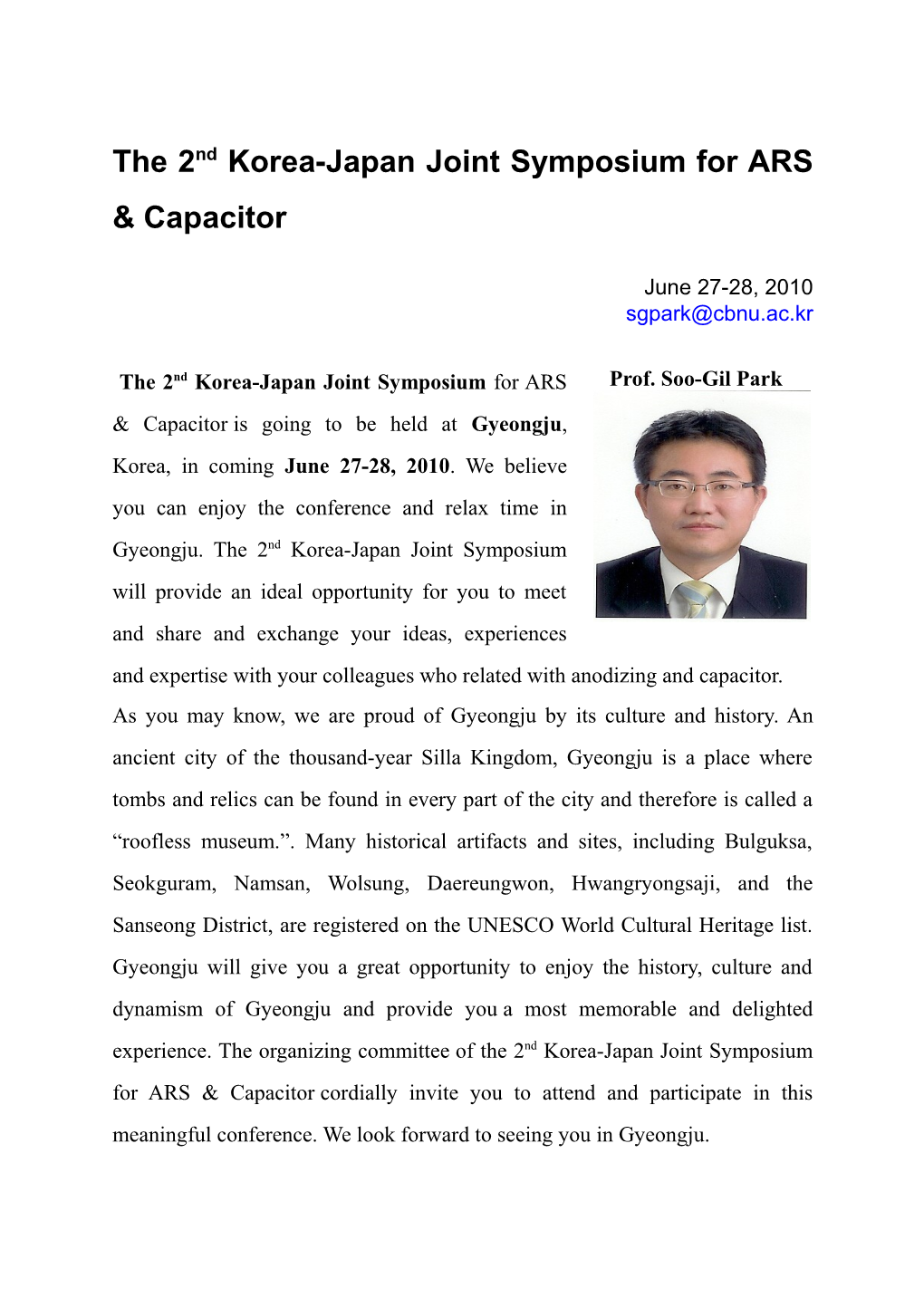 The 2Nd Korea-Japan Joint Symposium for ARS & Capacitor