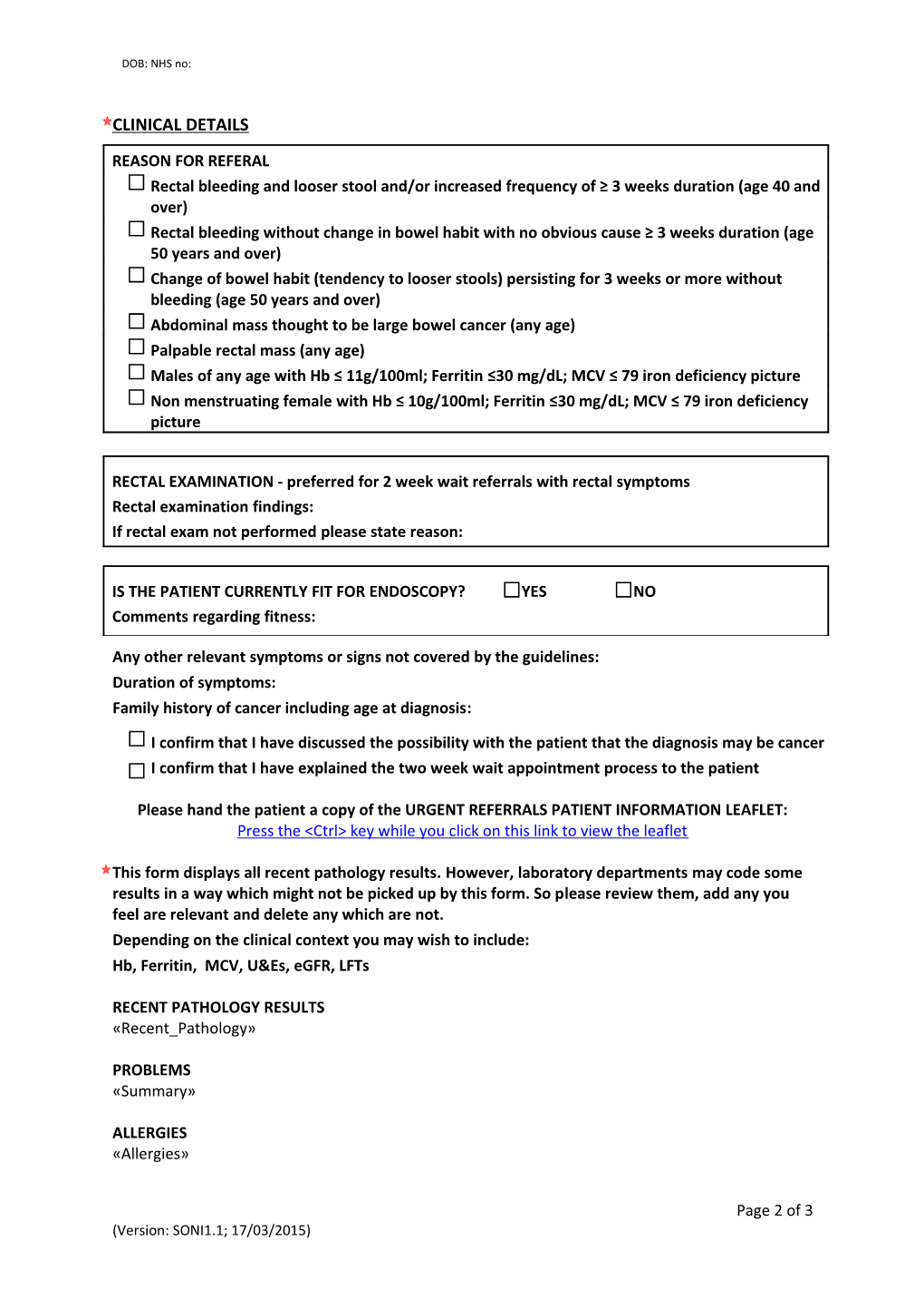 Colorectal 2 Week Referral Form s2