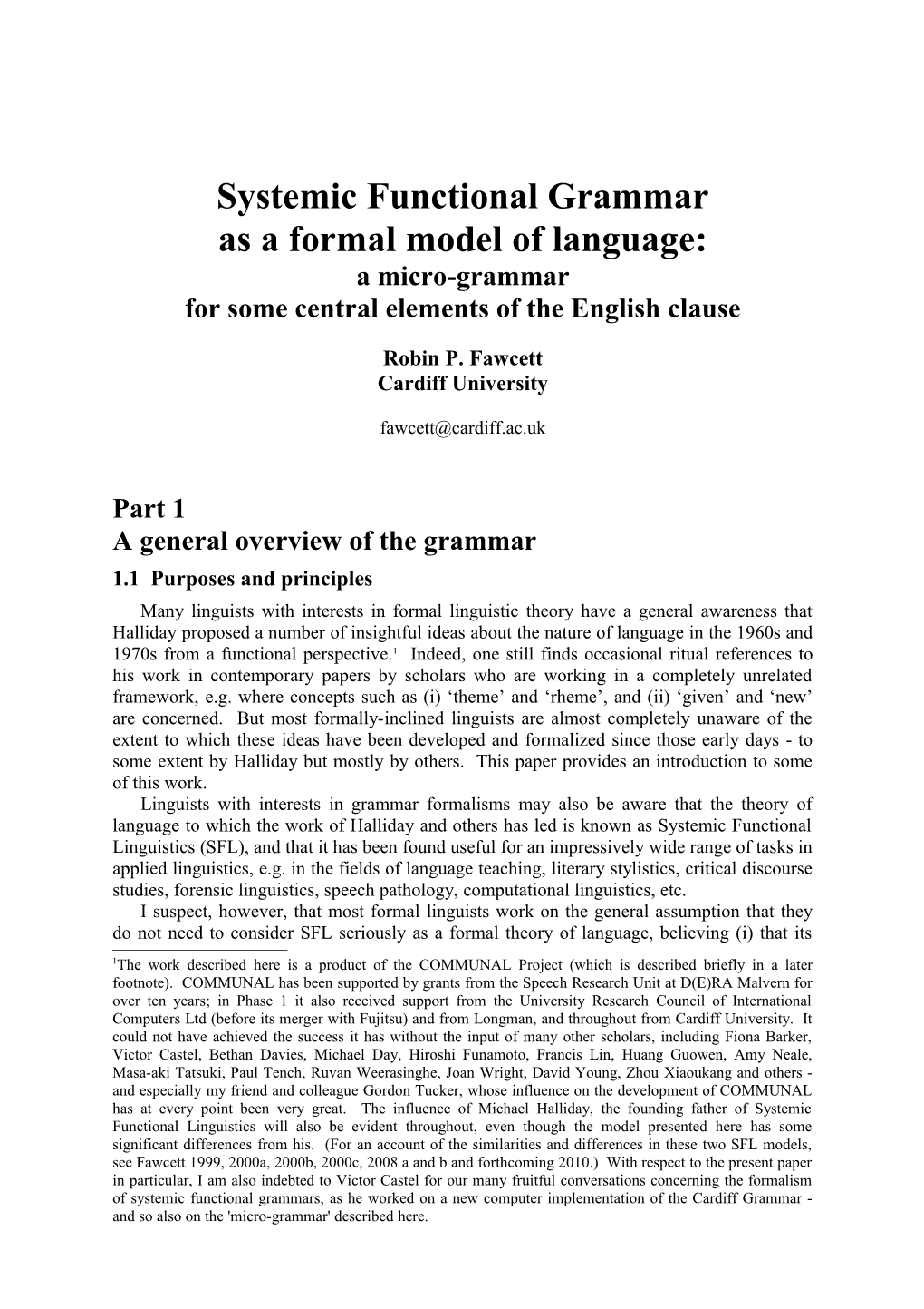 Systemic Functional Grammar