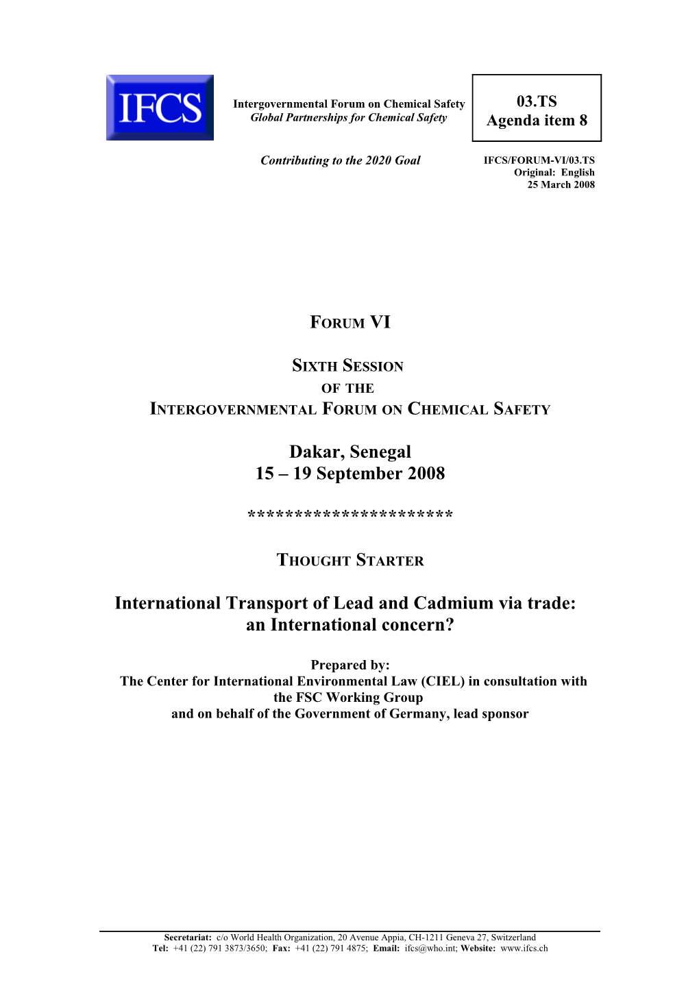 International Transport of Lead and Cadmium Via Trade