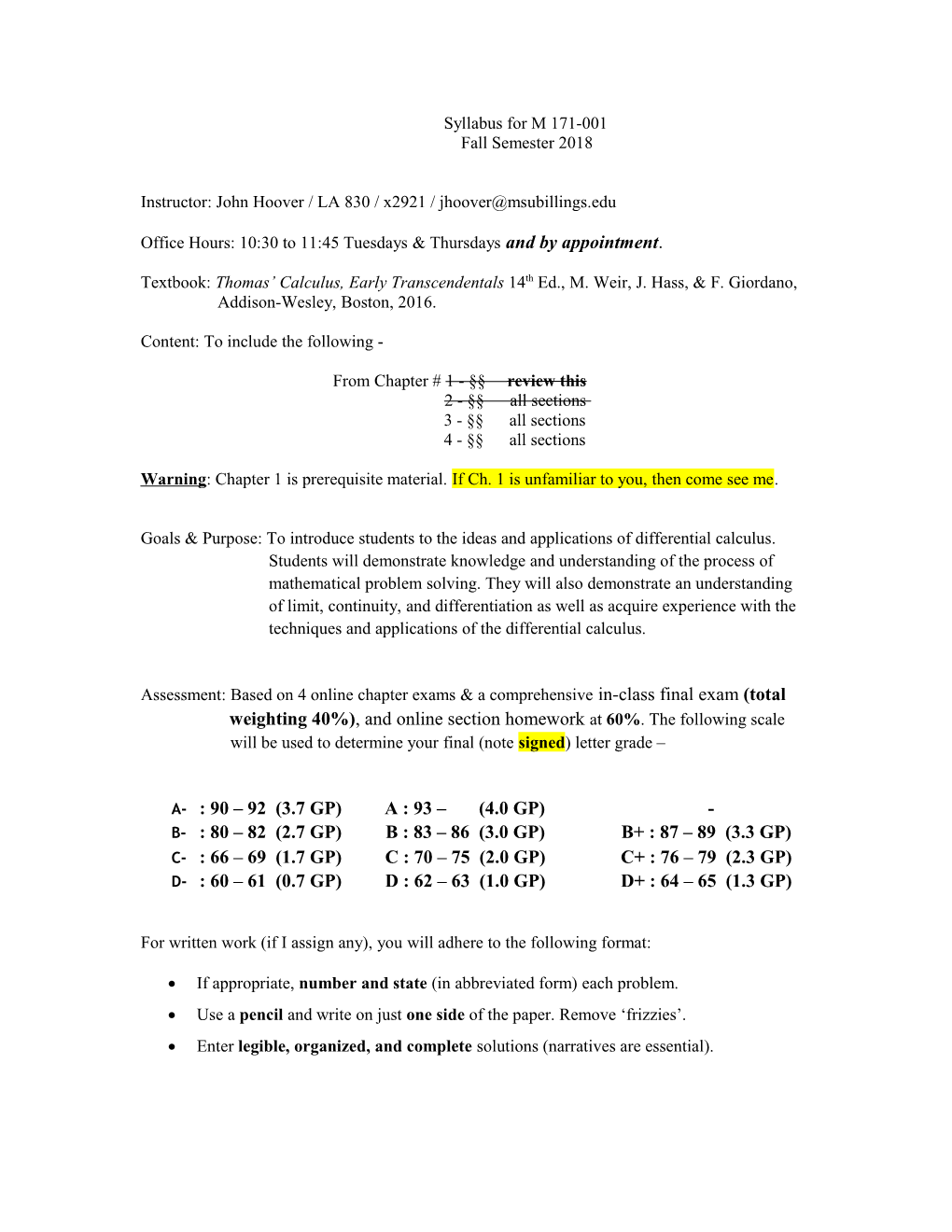 Syllabus for Math 112-Xx