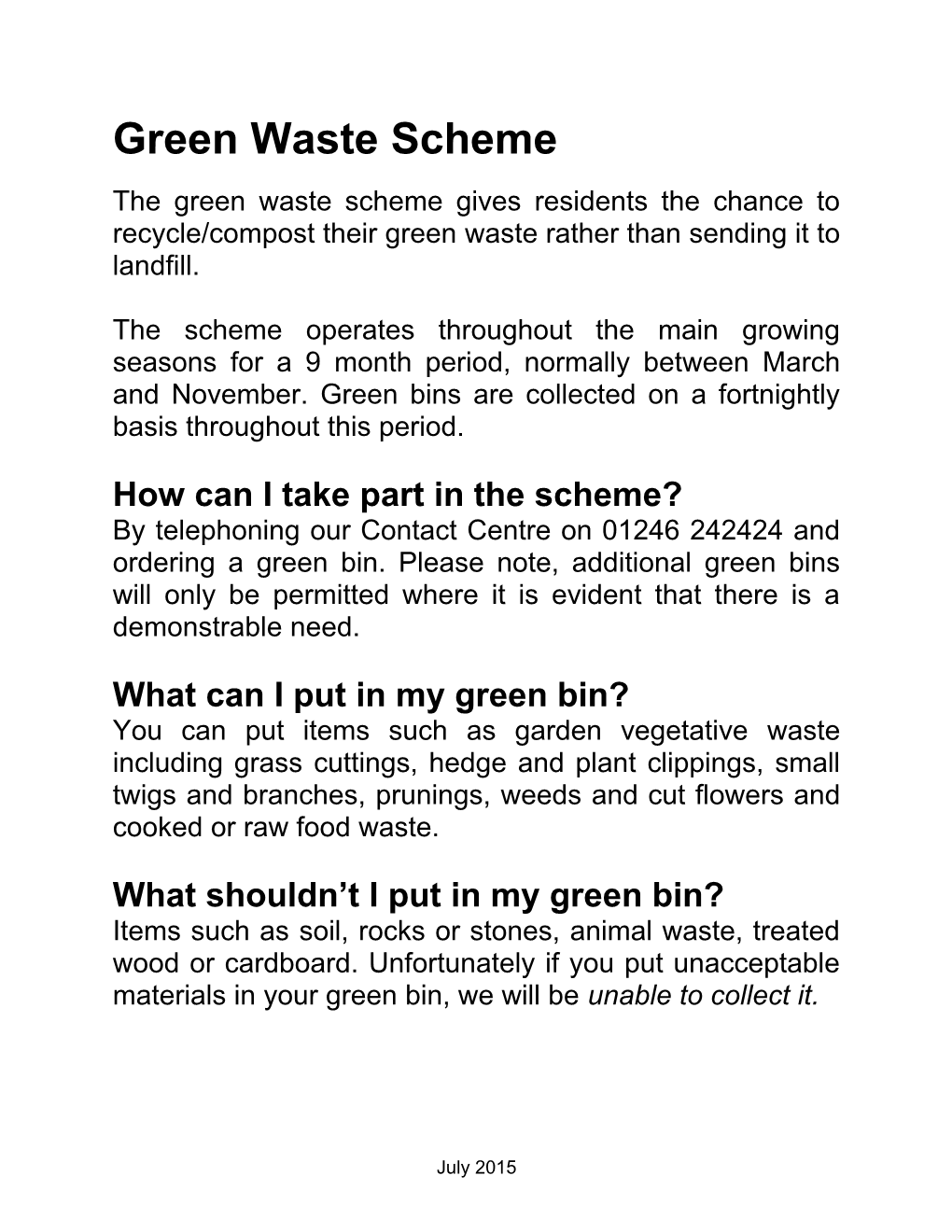 Green Waste Scheme