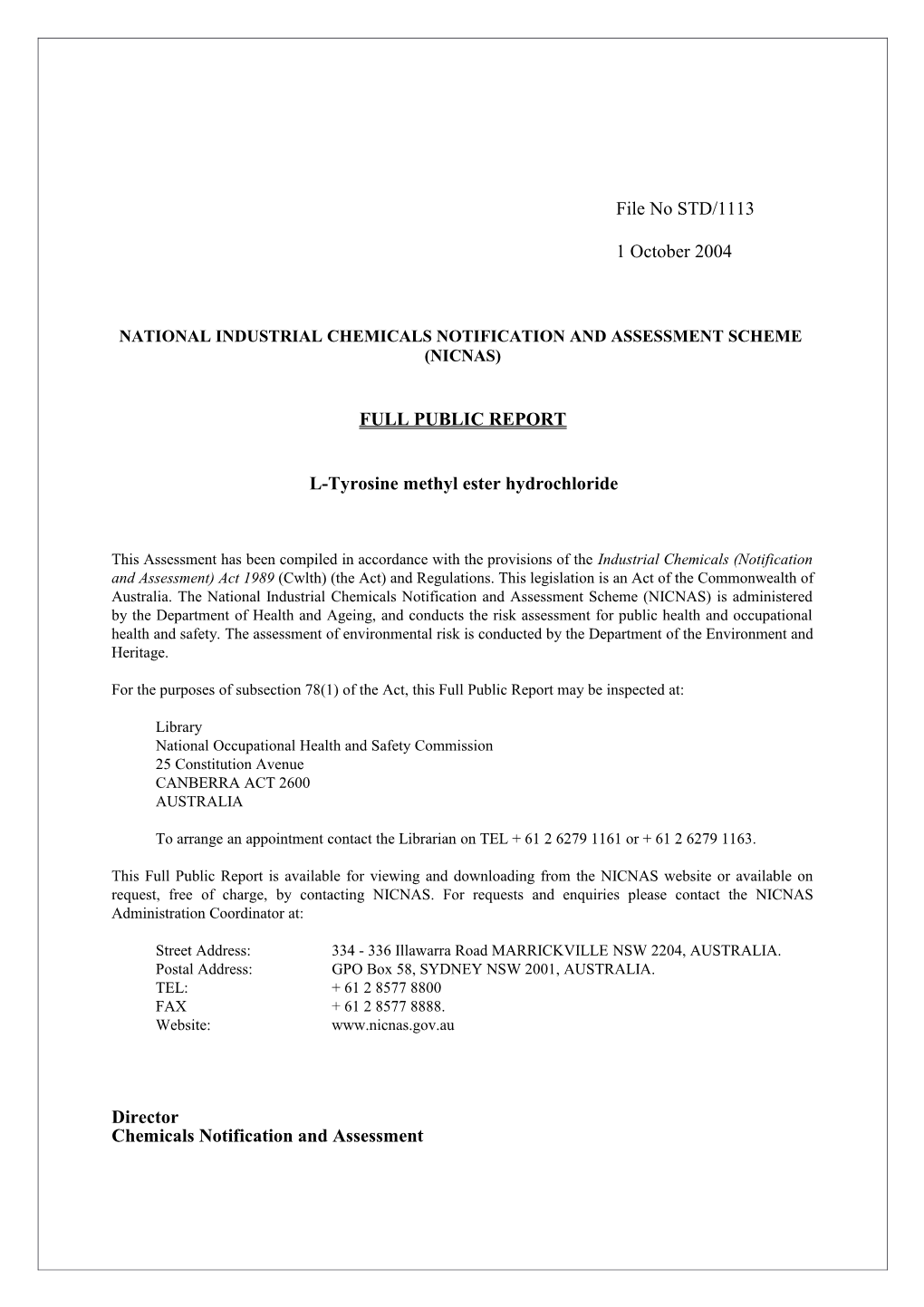 National Industrial Chemicals Notification and Assessment Scheme s61