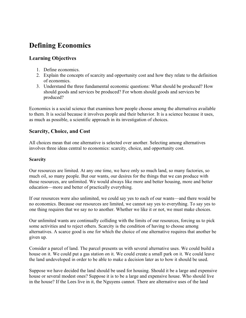 Defining Economics