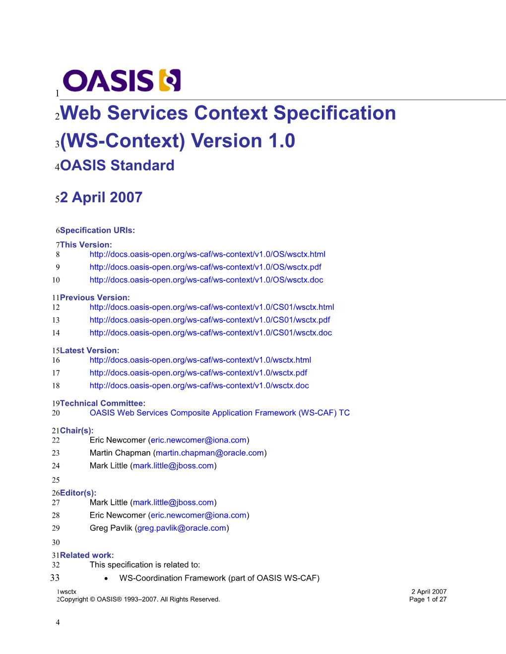 WS-Context Specification