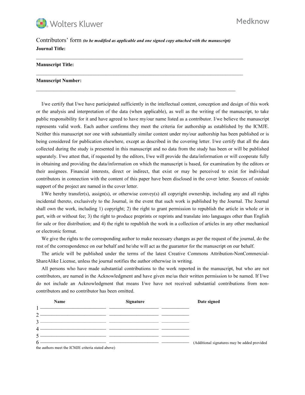 Contributors Form (To Be Modified As Applicable and One Signed Copy Attached with The s1