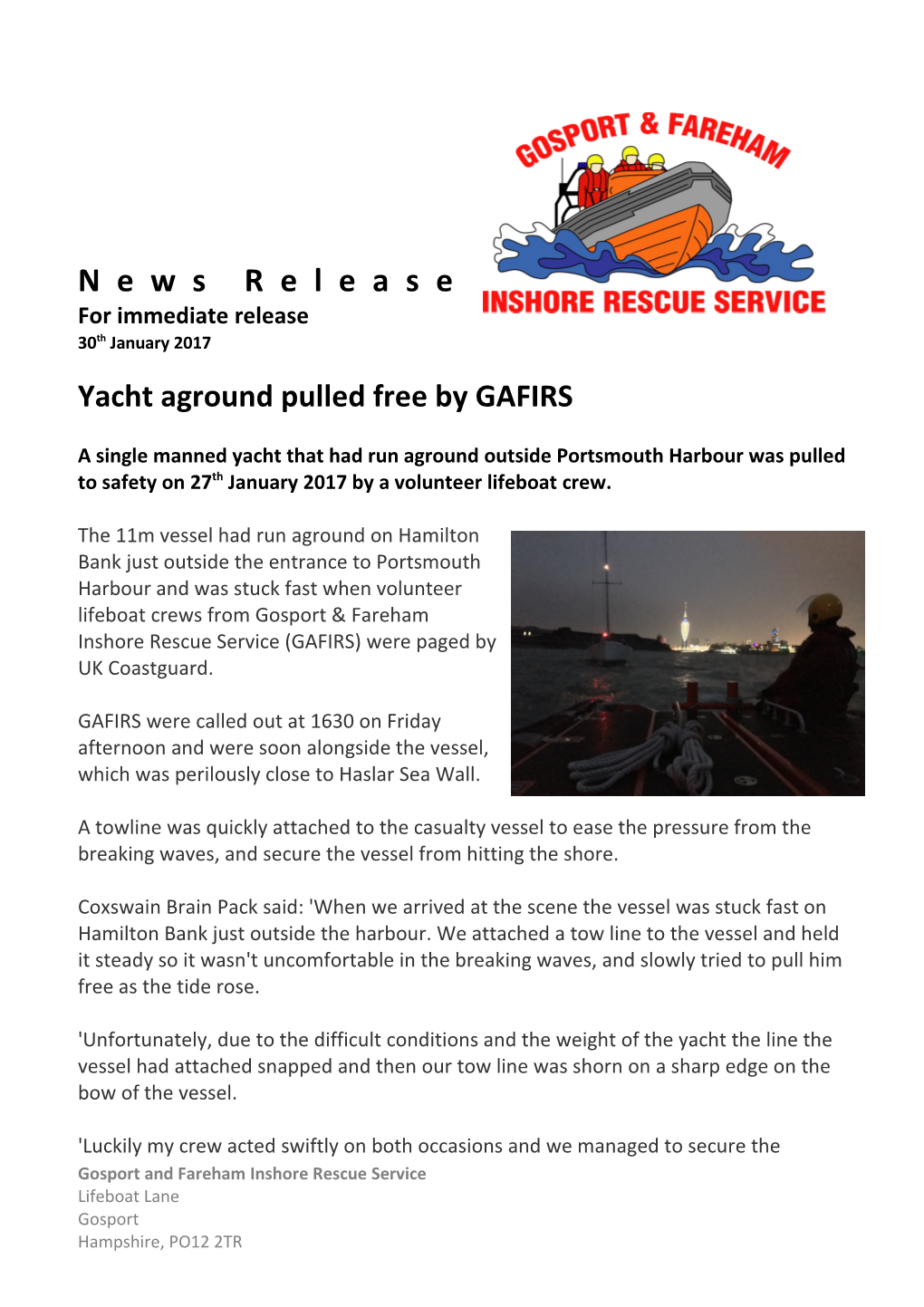 Yacht Aground Pulled Free by GAFIRS
