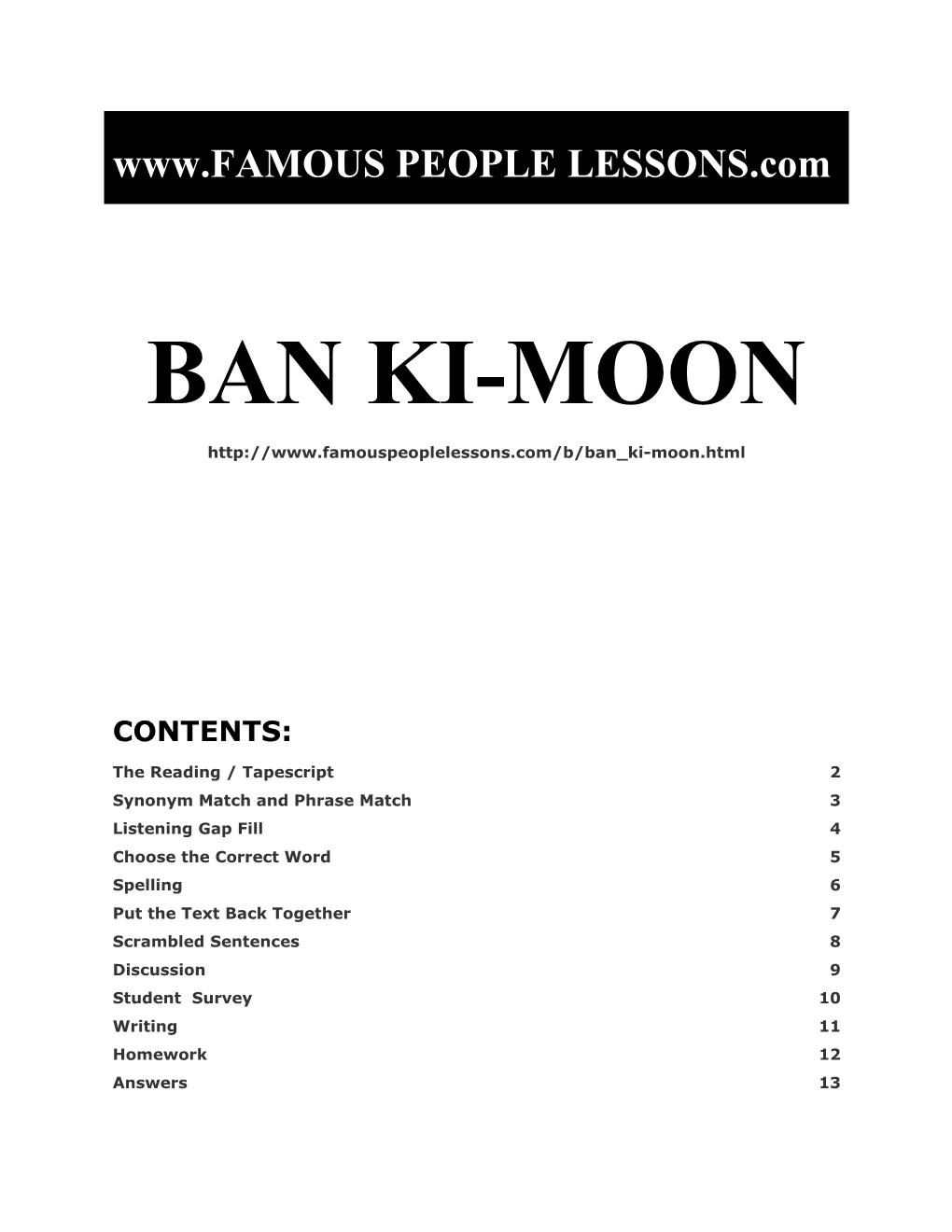 Famous People Lessons - Ban Ki-Moon