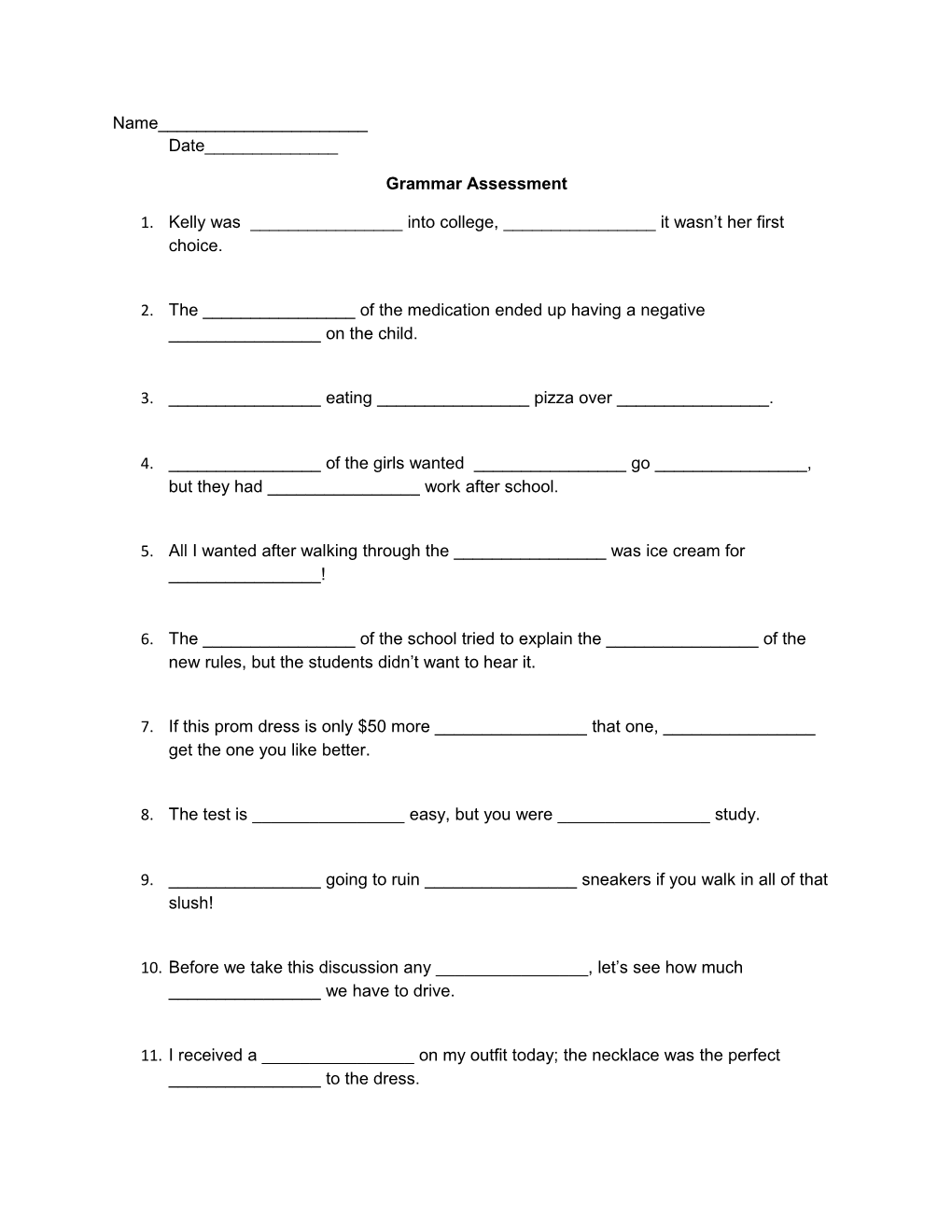 Grammar Assessment