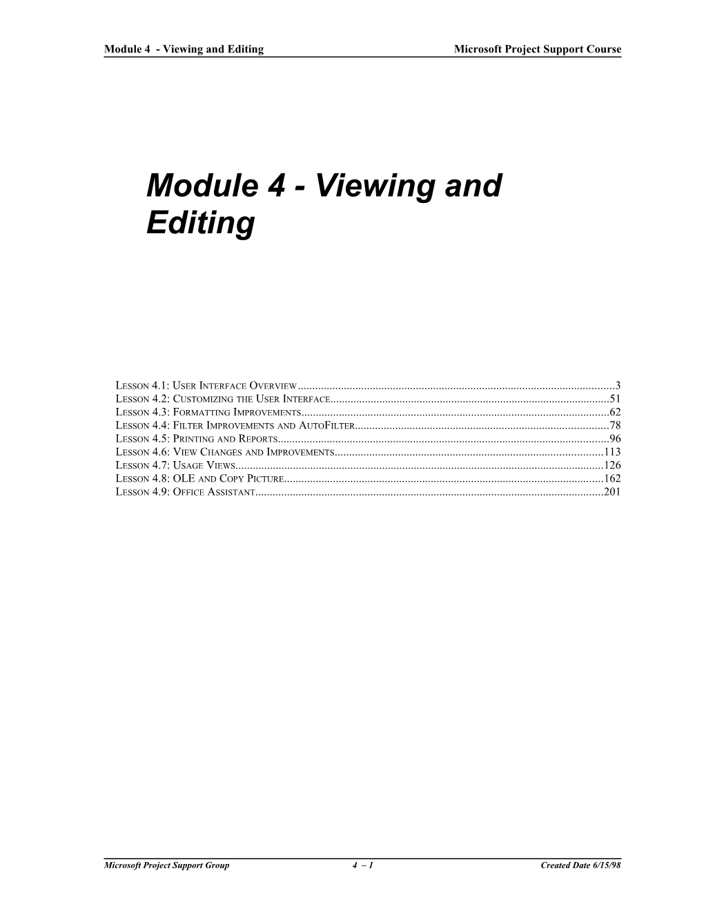 Module 4 - Viewing and Editing